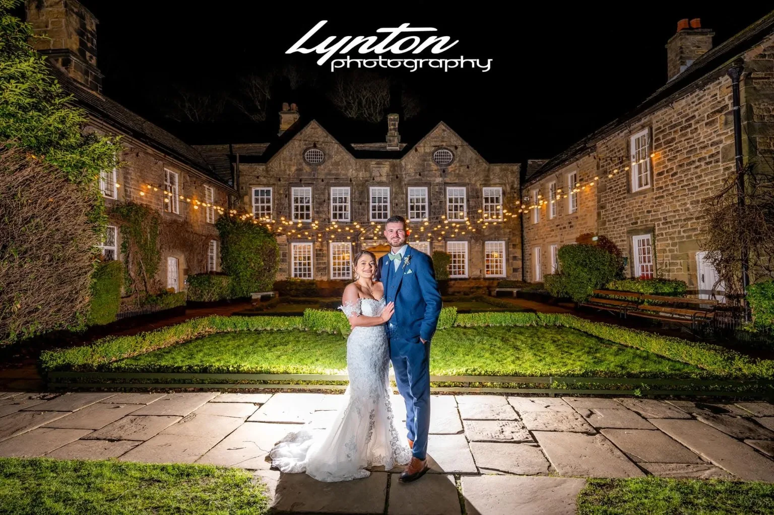 Couple photographed at their wedding venue